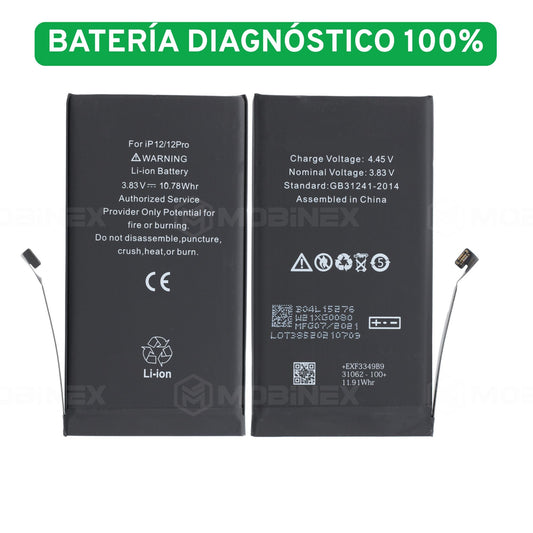 Batería Diagnóstico para iPhone 12/12PRO Salud 100% - Sin Soldar Chips - Mobinex Repuestos