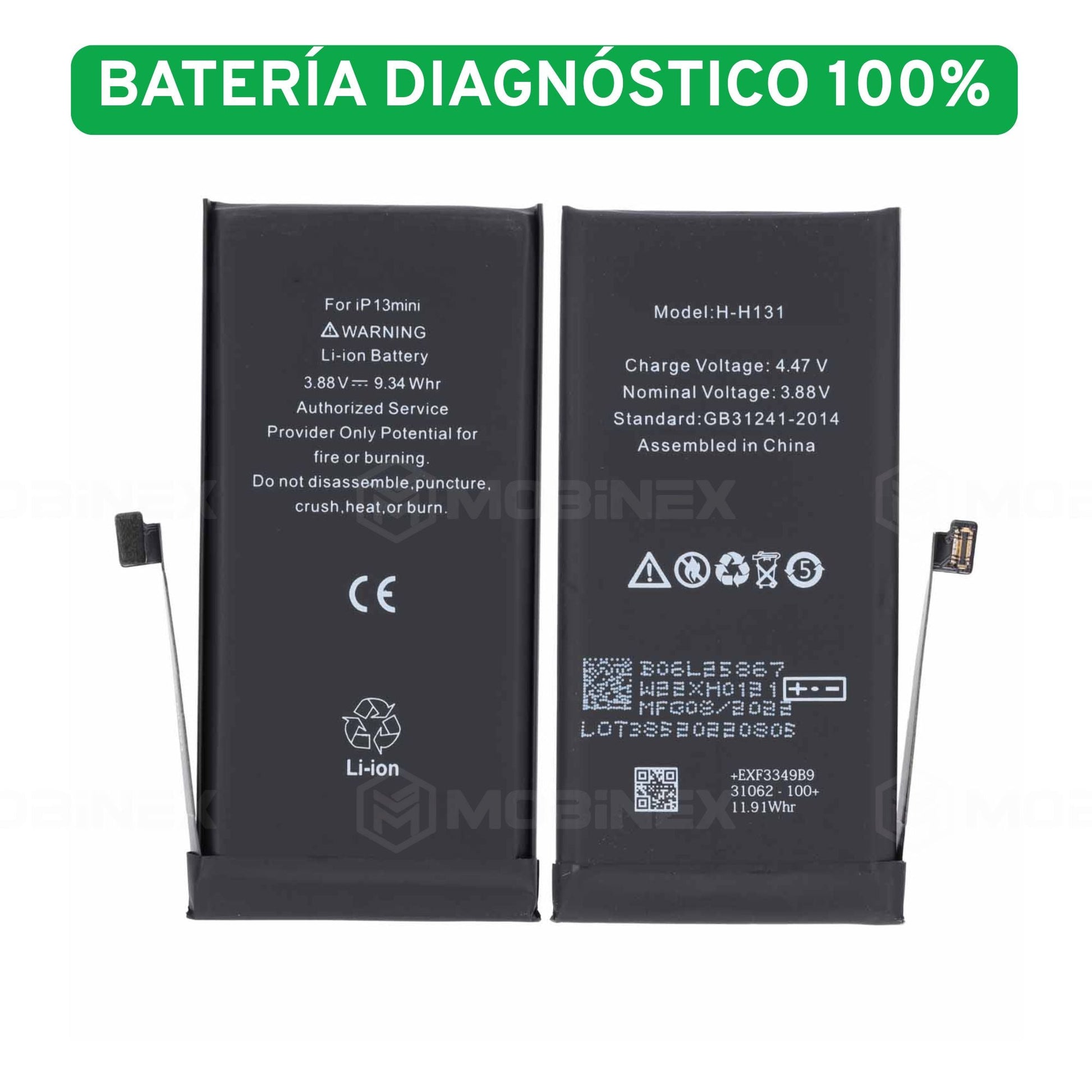 Bateria Diagnostico para iPhone 13 Mini Alta Capacidad y Compatible - Mobinex Repuestos