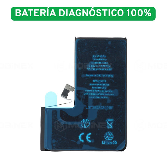 Bateria Diagnostico para iPhone 15 Pro Compatible y Salud 100% - Mobinex Repuestos